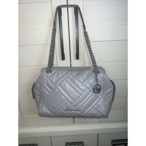 Michael Kors Kathy Gray Quilted Satchel Shoulder Tote Handbag